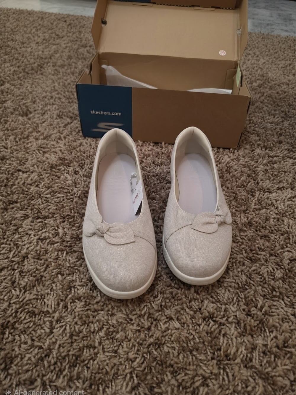 Skechers Light Pink Slip-On Bow Flats